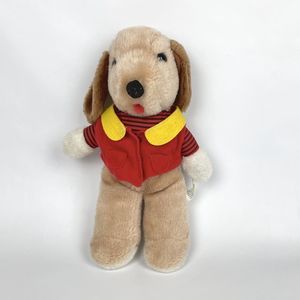 VTG 1983 Interpur 12" Puppy Dog Brown Tan Striped w/ Coat Plush Stuffed Toy